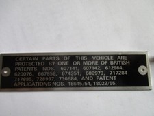 Typenschild Schild Weslake Ford Austin healey Triumph MG britische patente 1029