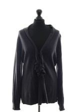 Joe Taft Damen Cardigan Strickjacke 42 grau leicht V-Neck Knopf Wolle Kaschmir