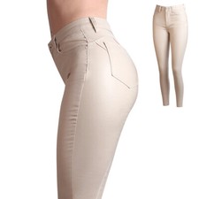 Damen Skinny Hose Lederoptik