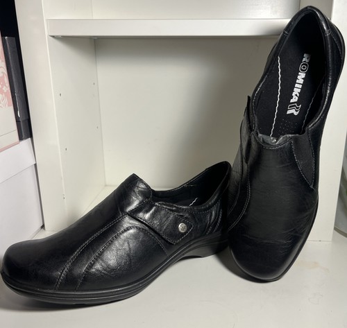 Romika black leather crinkle - leather,