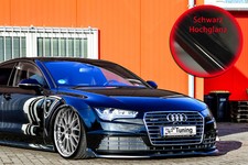 Frontspoiler Cuplippe mit Wings aus ABS für Audi A7 C7 4G Facelift Schwarz Glanz