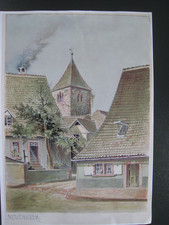 HEIDELBERG NEUENHEIM alte Kirche um 1900 - Farbdruck eines Aquarells