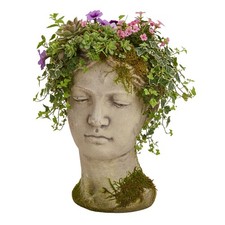 Blumentopf Frauenkopf Zement