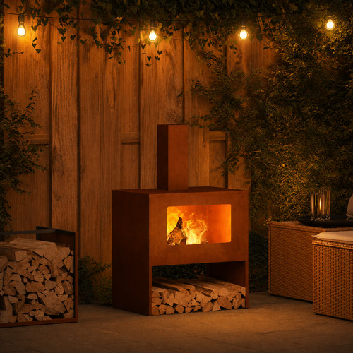 Feuerstelle stahl braun garten - feuerstelle,