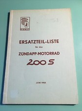 Zündapp 200S Ersatzteil Liste
