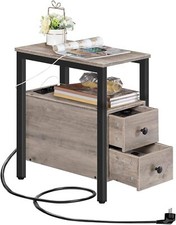Beistelltisch Nachttisch mit Steckdosenleiste 2 Schubladen Sofatisch Couchtische