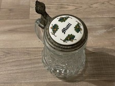 Bierkrug 0,5 L mit Zinndeckel Glaskrug