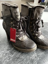 Mustang Stiefelette Damen Gr. 41 Braun Neu Absatz 8,5 cm