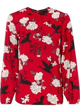 Satin-Bluse Gr. 36 Abendrot Floral Damenbluse Shirt Tunika Oberteil Neu*