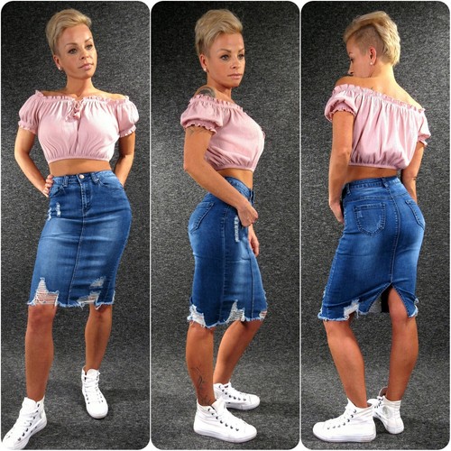 Jeansrock midi stretch - jeansrock, m