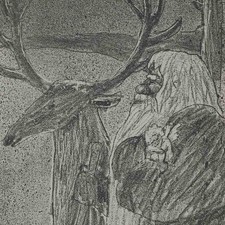 Mafred Butzmann Weihnachtsgruß Ostdeutsche Kunst sign Aquatintaradierung 1980er