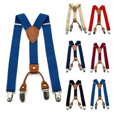 Breite Hosenträger Mit 4 Starken Clips Beige Weiß für Jungen Mädchen Kinder Neu!