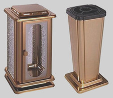 Grabschmuck Set bronzefarben Grablampe+Grabvase Grablaterne Grableuchte  Vase