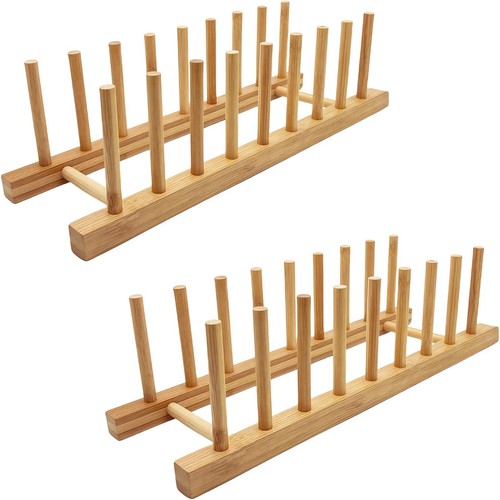 Tellerregal halter bambus holz - tellerregal,