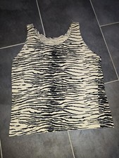 Trägershirt Zebra Look beige sw 36/38 Urlaub Freizeit evtl. Karneval Fasching