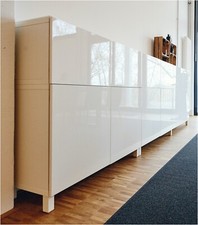 Schrankkombination (Besta Ikea) Hochglanz Weiß