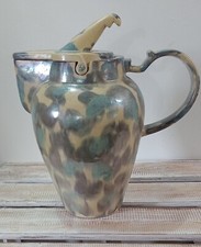 Ungewöhnliche Studio Kunstkeramik Steinzeug Krug Krug Klappdeckel beschriftet B. sehr guter Zustand