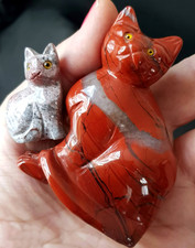 Katze STEIN FIGUR Schnitzerei