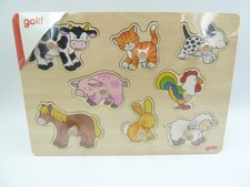 Steckpuzzle Tierkinder GOKI 9-teilig bunt Holz NEU Formspiel mehrfarbig