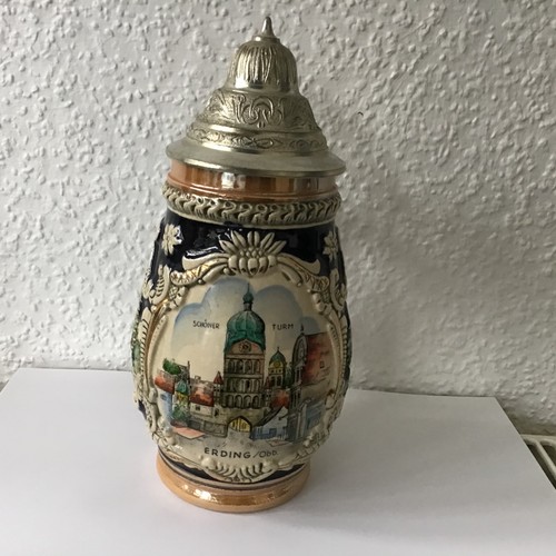 Bierkrug erding zinndeckel - -,