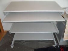 Computertisch mobiler Schreibtisch weiß mit Rollen ausziehbare Arbeitsfläche!