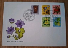Schweiz Ersttagsbrief Pro Juventute 1975 Zier Pflanzen Wald Leberblümchen SST