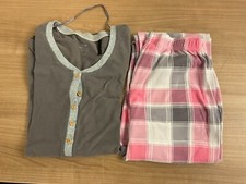 Calida Damen Schlafanzug, Gr. XXS, grau/rosa -. langarm Maße siehe Beschreibung
