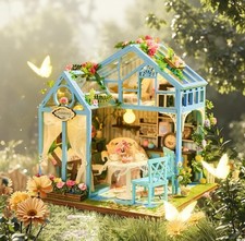 DIY Feenhaus Miniatur Puppenhaus Kit Landhaus Puppenhaus einzigartiges Geschenk mit LED