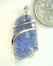 12,34ct Rosenschliff facettierter Tansanit gefasst in 14kt Gold Anhänger