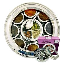 Premium Indische Gewürzdose Masala Dabba 22 cm x 9 Töpfe mit Deckel.