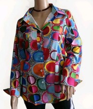 Damen Hemdbluse Bluse Mehrfarbig Bunt Punkte Kreise Gr.M Neu 