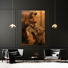 ✅ Fuchsfamilie, Tier Kunst