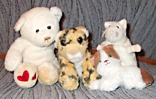 4 Kuscheltiere-Bär-Katze-Maus-Leopard "Windel" Plüschtiere-10 bis 16 cm.