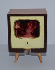 Alter Fernseher für Puppenstube Puppenhaus Holz beleuchtet 50er 60er Jahre
