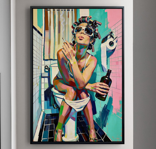 Wandbild frau toilette pop - wandbild, art