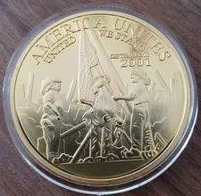 11. SEPTEMBER USA 2001 - WORLD TRADE CENTER - FEUERWEHR - MEDAILLE - VERGOLDET
