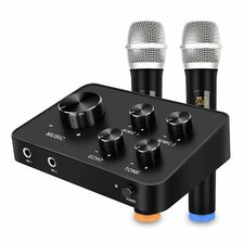 Tragbare Karaoke Mikrofon Mixer System Set mit Dual UHF Wireless Mic HDMI AUX In