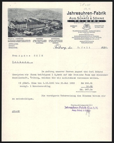Rechnung triberg 1932 - rechnung, 1932,