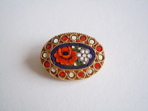 Brosche millefiori mikromosaik - millefiori,
