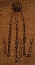 alte LAMPENTEILE DREIERKETTE  mit BALDACHIN und AUFHÄNGER