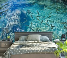 3D See Fisch Q4215 Tapete Wandgemälde Fototapete Selbstklebend Panda