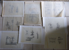 Konvolut Grafik / Zeichnung - Takelage Masten Segel Kriegschiffe - Enzo Carretti