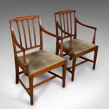 Paar Vintage Ellenbogen Stühle, Französisch, Georgian Revival, Sessel, Sheraton Taste