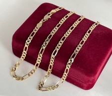 Luxus Goldkette Damen Figaro Kette 4mm Halskette 585er Gold 14K vergoldet 45cm