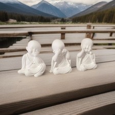 3 PC Mini Buddha Statue Mönch Statuette Figur Keramik Kunsthandwerk Verzierungen