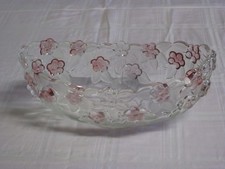 GLAS Jardinière Relief Schale ANBIETSCHALE OBSTSCHALE Farbglas LBH ~27x14,5x10cm