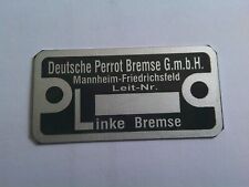 Schild Typenschild Perrot Bremse Deutz Fendt eicher Hanomag R 40 45 links s100