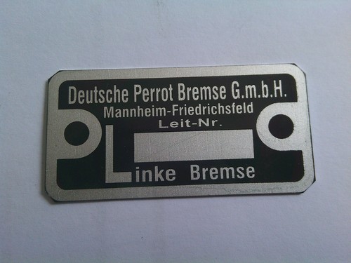 Sign nameplate perrot - nameplate, brake
