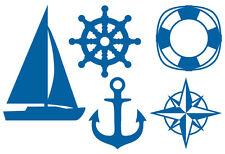 MARITIM AUFKLEBER Segelboot Steuerrad Rettungsring Anker Kompass Meer Fliese Bad