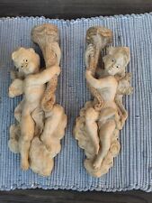 Handgeschnitzte Wand Kerzenleuchter 2Stück von 1995 ENGEL